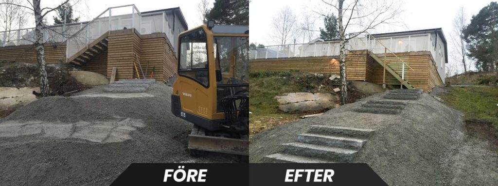markanläggning konstruktion av trappa före och efter