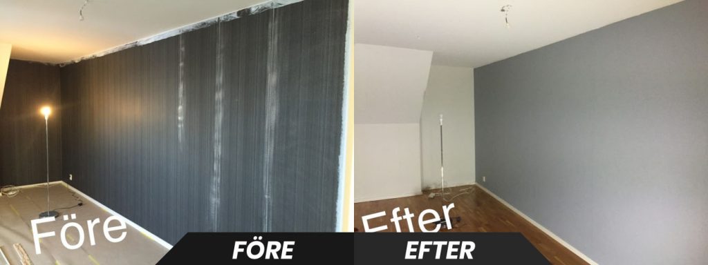 väggmålning före och efter