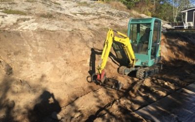 Framgrävning av en berghäll Kvarsebo 2017